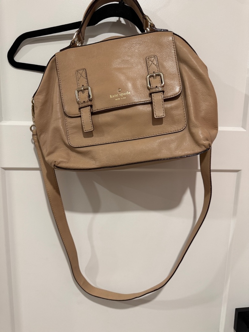 kate spade Tan Leather Buckle-Front Satchel Shoulder Bag